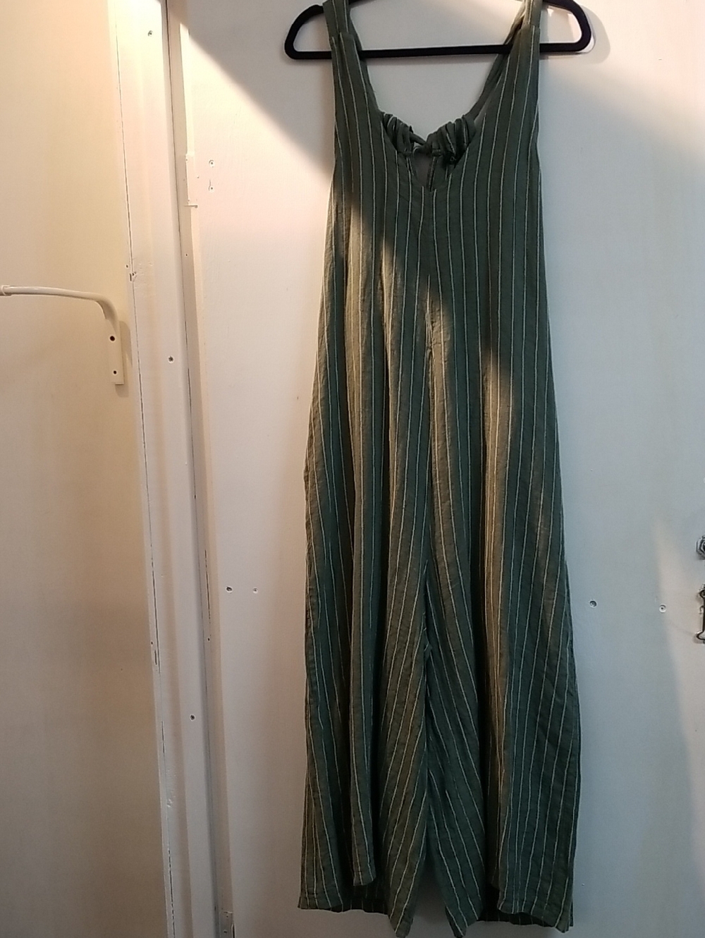 Green Striped Sleeveless Maxi Jumpsuit
